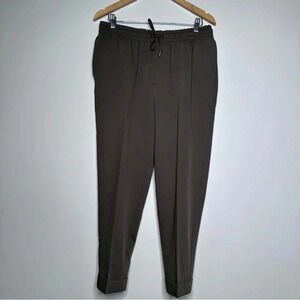 ZARA Olive Green Drawstring Waist Pleated High Rise Pants Size Large